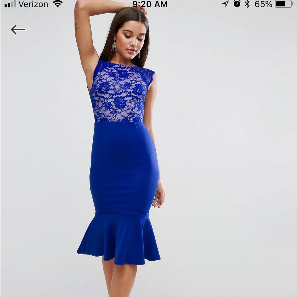 Blue and lace fit & flare mermaid style dress